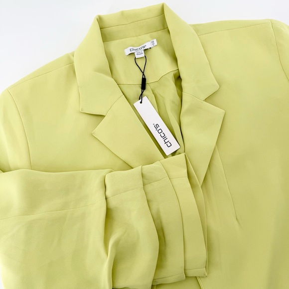 Chico's Jackets & Blazers - NWT Chico's Ruched Sleeve Blazer Notched Lapel Frozen Lime Size 14 (Chico's 2.5)